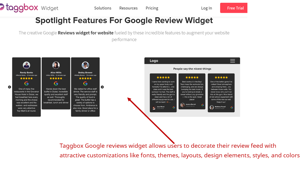 Use the Taggbox Google Review Widget