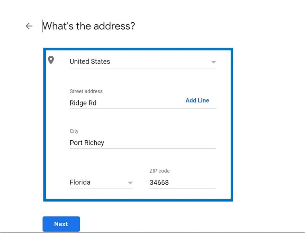 business address