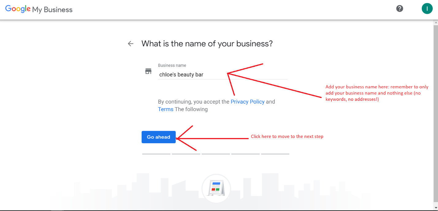 Adding Your Business name